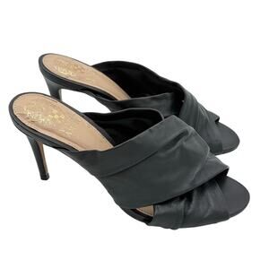 Vince Camuto Clarstie Heel Brazil Leather Dress Mules Minimalist Black 7.5